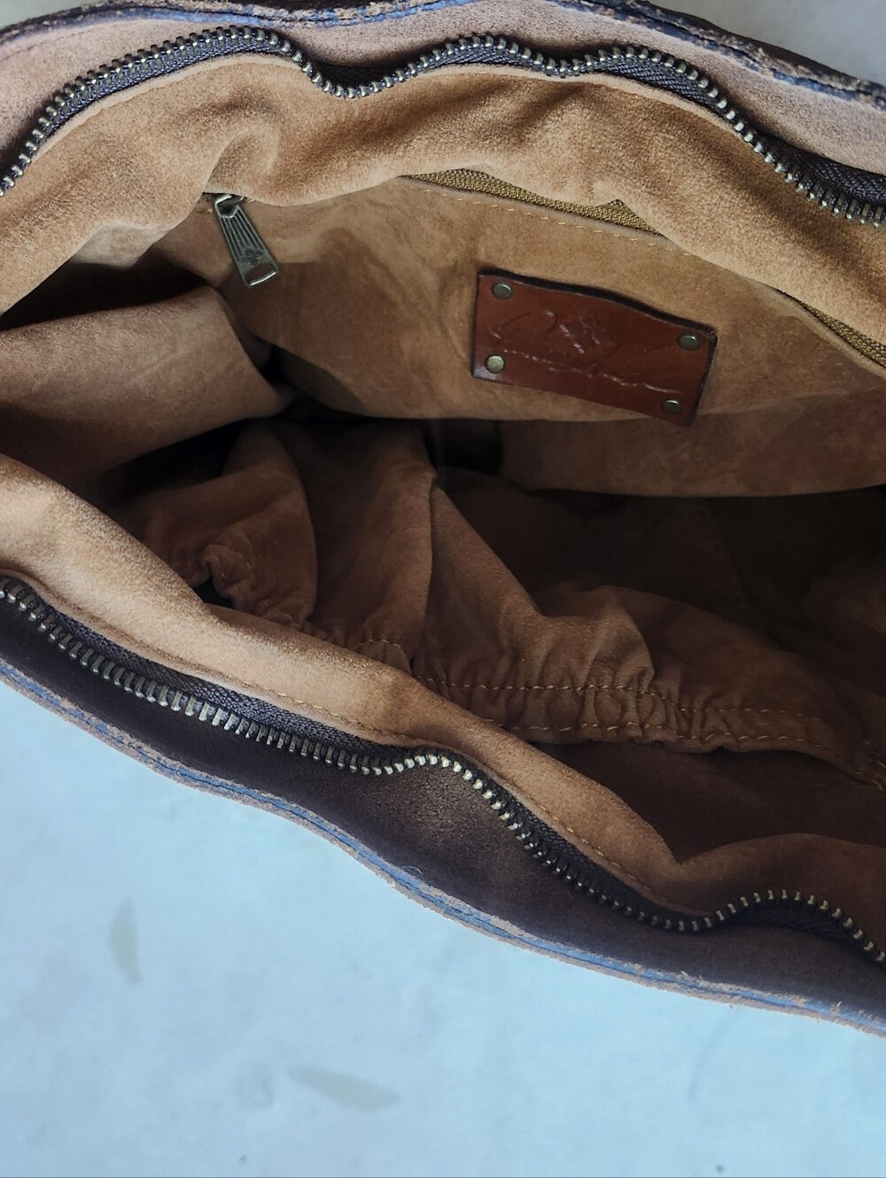 Patricia Nash Brown Suede Stud-Trim Hobo Shoulder Bag - Picture 5 of 6